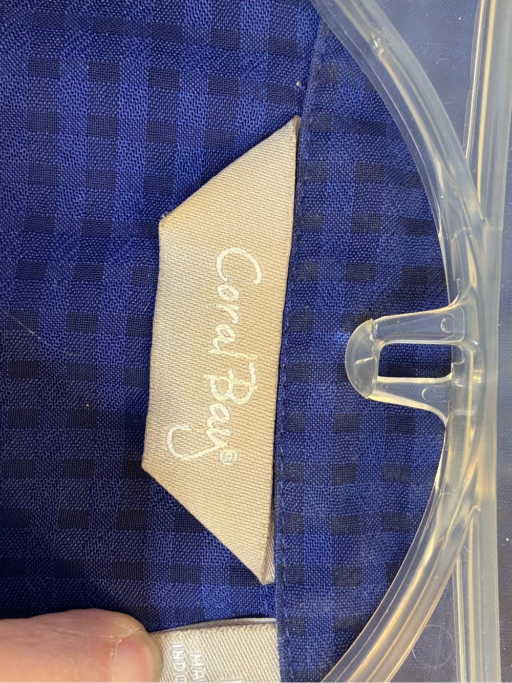 Coral Bay Royal Blue Checked Button-Up Blouse Size L - Picture 3 of 5